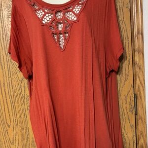 Elegant Rust colored  Lace Detail Women's Top